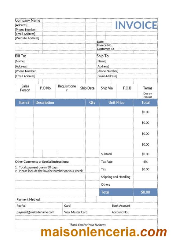 Szablon faktury sprzedaży produktów w formatach Word i PDF